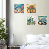 KUFWKEY 4 Pack Sea Turtle Diamond Art Kits for Adults,5d Diamond Painting Kits for Beginner,Crystal Rhinestones DIY Handicrafts,Diamond Mosaic Gem Art,Special Shape Diamond Art,11.81X11.81 inchs KUFWKEY