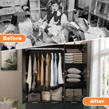 PAKASEPT Large Wardrobe Closet, Armoire Closet with Door and Mirror, LED Lights, Hanging Rod, Drawers, Armoires and Wardrobes for Bedroom (Black) PAKASEPT