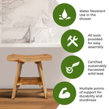 EcoDecors, Serenity, 18", Teak Shower Bench, Teak Shower Stool, Teak Shower Seat, Teak Shower Bench For Inside Shower, Teak Bathroom Bench, Teak Shower Bench For Inside Shower, 18" Inch Height EcoDecors