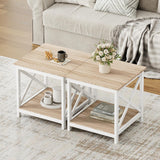 ChooChoo End Table, 24 Inch End Table with 2-Tier Storage Shelf, Side Table for Living Room, Wood Nightstand for Bedroom, Office, Oak ChooChoo