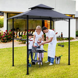 Raysfung 8'x 5' Grill Gazebo Canopy, Outdoor BBQ Gazebo with Led Light, Barbeque Gazebo Shelter for Patio (Grey) Raysfung