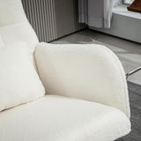 HOMCOM Upholstered Rocking Chair with Headrest and Lumber Pillow, Teddy Fleece Modern Rocker Chair with High Back, Steel Frame and Beech Wood Base for Living Room, Bedroom, Cream White HOMCOM