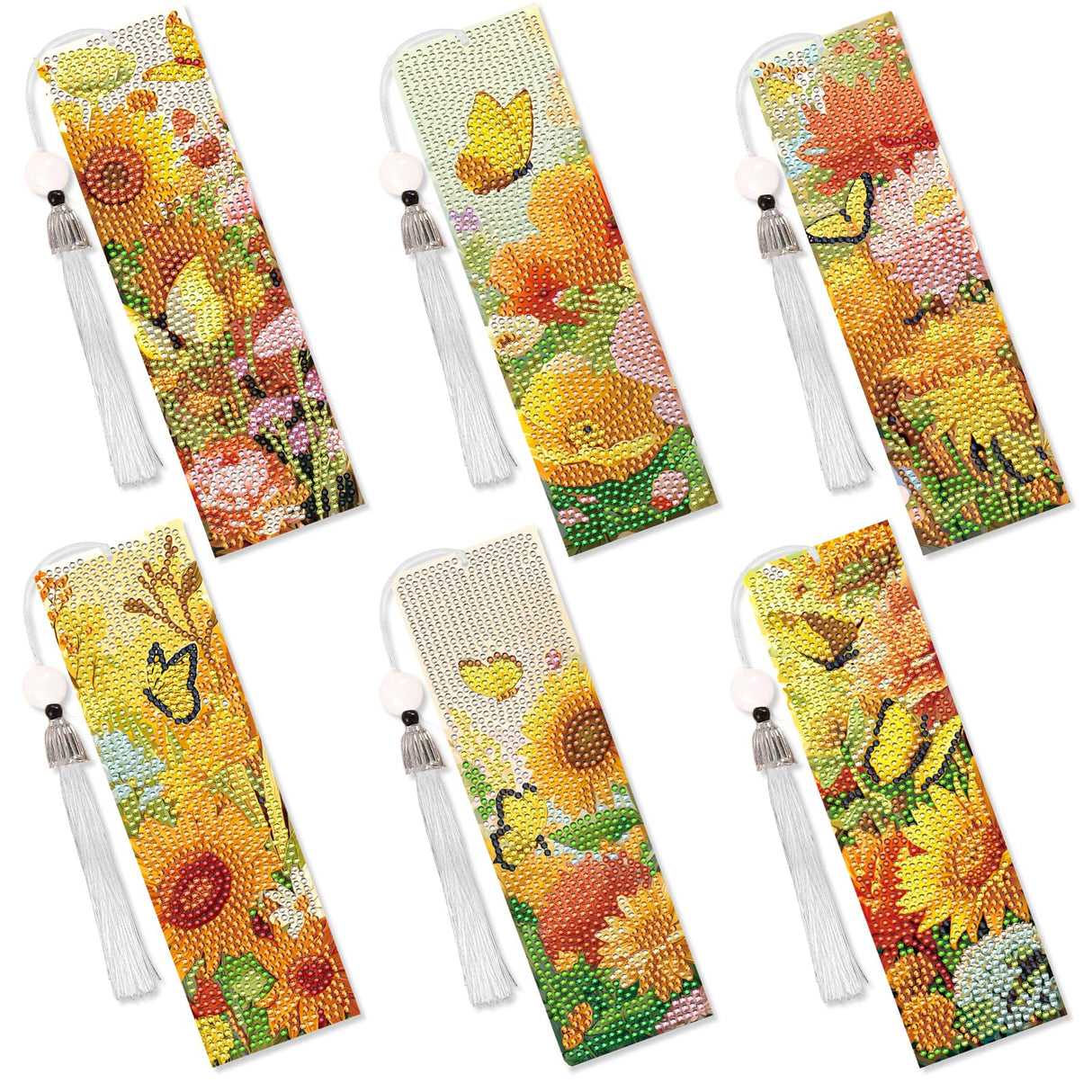 Fall Diamond Art Bookmarks Kit - 6 Pcs Sunflower Diamond Painting Bookmarks Kit for Adults Fall Flower Design, Gem Art Rhinestone Painting Book Marks Set Thanksgiving Gifts Sitsink