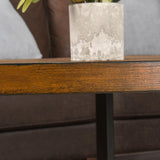 Oval Coffee Table for Living Room, Solid Wood Coffee Tables and Sturdy Metal Legs, Mid Century Modern Coffee Table, Designed Home Furniture, Center Large Circle Coffee Table MIAUWUUFHOME