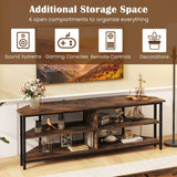 Tangkula Corner TV Stand for TVs up to 65”, TV Console Table w/AC Outlets, USB A Ports, USB C Port, Metal Frame & Storage Shelves, 55” Media Entertainment Center for Living Room (Rustic Brown, 55" L) Tangkula