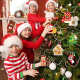 DIY Christmas Craft Kits for Kids, 24Pcs Christmas Tree Ornaments Hanging Craft DIY Santa Claus Gingerbread House Crafts Kit Christmas Penguins Reindeer Gloves Christmas Tree Crafts for Kids (24Pcs) COCHIE