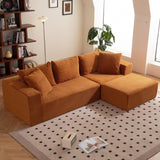 Modular Sectional Sofa, 108" L-Shaped Boneless Couch with Deep Seat, Corduroy Cloud Couch for Living Room, Bedroom, No Assembly Required, Ship in a Box, Orange RUMBALUXY