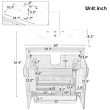 LUMISOL 30" Bathroom Vanity with Sink Combo, Wood Bathroom Storage Cabinet with 1 Drawer and 2 Doors, Multifunctional Racks, Solid Wood Bathroom Vanity with Ceramic Sink, Natural LUMISOL