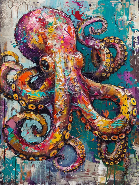 Bimkole Paint by Numbers Kit for Adults Beginner Octopus, DIY Oil Painting Kit on Canvas with Paintbrushes and Acrylic Pigment, for Paint by Numbers for Beginner, for Home Wall Decor (16x20Inch)wB2203 Bimkole