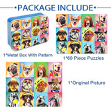LELEMON Puzzles for Kids Ages 4-6,Dog 60 Piece Puzzles for Kids Ages 4-8,Children Jigsaw Puzzles Kids Puzzles in a Metal Box,Educational Learning Puzzle Toys for Girls and Boys LELEMON
