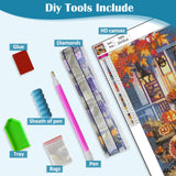 Autumn Pumpkin Ghost Leaf Diamond Art Kits for Adults, 5D Diamond Painting Kits for Adults Beginners, DIY Full Round Drill Diamond Dot Painting Gem Art Kits for Adult, Home Wall Decor 13.8x13.8 Inch VCLKDIY