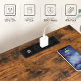 HOOBRO Fireplace TV Stand with Led Lights and Power Outlets, Wooden Media Entertainment Center Console Table with Glass Shelves, Fireplace TV Console for TVs up to 65", Rustic Brown BF140UDDS01 HOOBRO