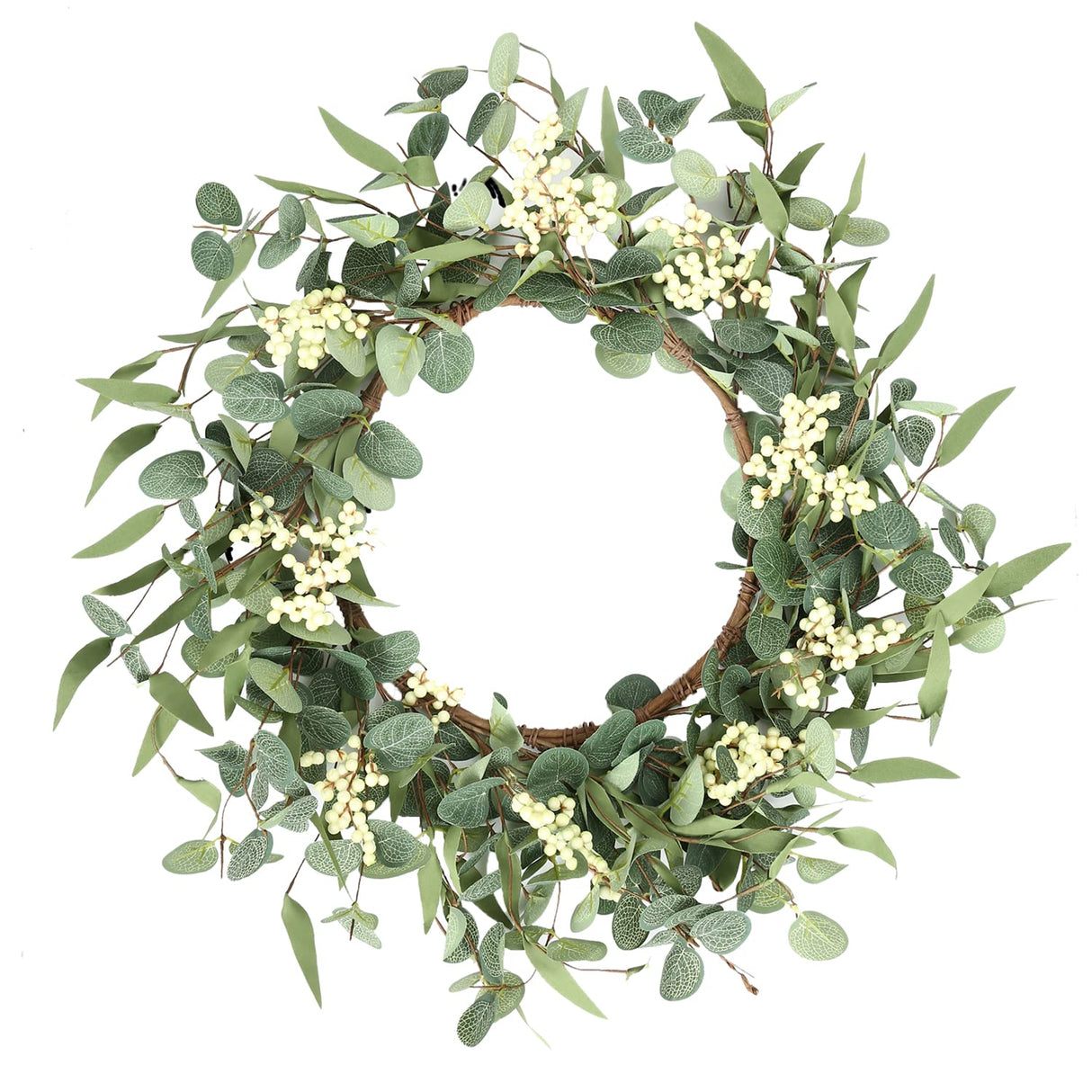 Pinkpum 20'' Eucalyptus Wreath for Front Door, Porch, Window - Green Decor for Home, Farmhouse - Spring, Summer, Fall, All Seasons Pinkpum