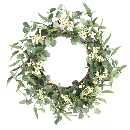 Pinkpum 20'' Eucalyptus Wreath for Front Door, Porch, Window - Green Decor for Home, Farmhouse - Spring, Summer, Fall, All Seasons