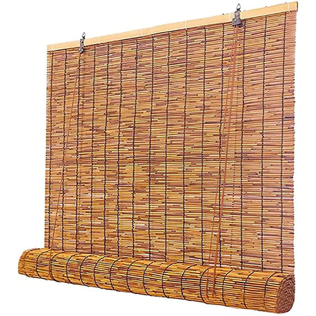 Bamboo Blinds,Porch Blinds,Bamboo Shades for Patio,Outdoor Blind,Porch Shades Roll Up,Window Blinds Cordless Easy to Install-Carbonizedcolor-25×59in(WxH) HYSOND