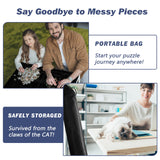 Jigsaw Puzzle Mat Roll Up Fits 2000 1500 1000 Pieces Puzzles, Large Pad Table Non-Slip Board Saver Mats Portable Organizer, 41" x 29" + Inflatable Tube, 3 Straps, Keeper Storage Bag, Adults Kids Gifts Genovega