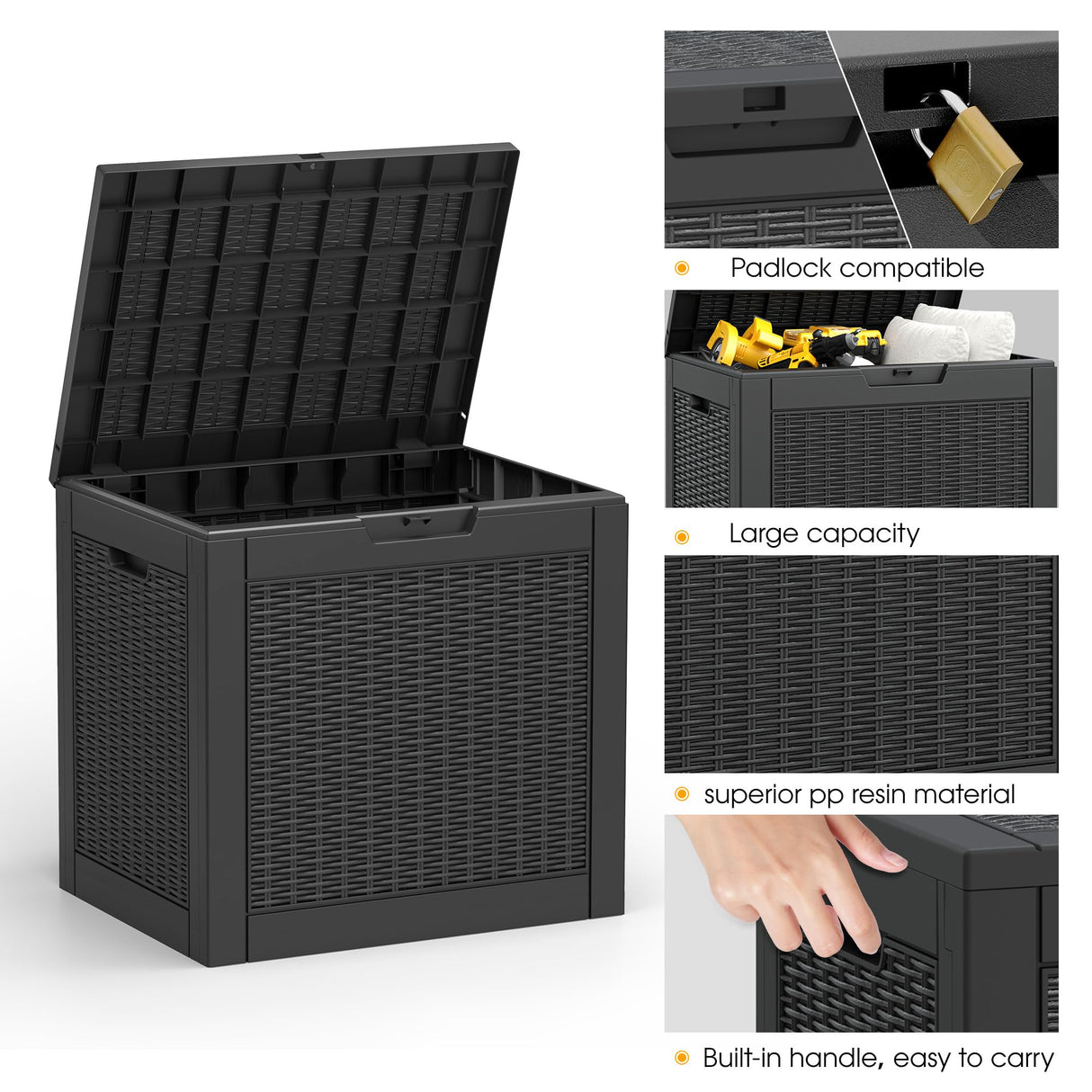 NUNU LAB 31 Gallon Outdoor Storage Box Waterproof,Indoor Outside Deck Box,Backyard Storage Bin For Package Delivery,Garden Tools,Patio Cushions,Pool Accessories,Storage Bench Lockable Lid NUNU LAB