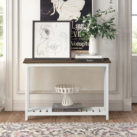 ChooChoo Farmhouse Console Table, Rustic Vintage Narrow Sofa Table for Entryway, Living Room, Hallway, 40 White ChooChoo