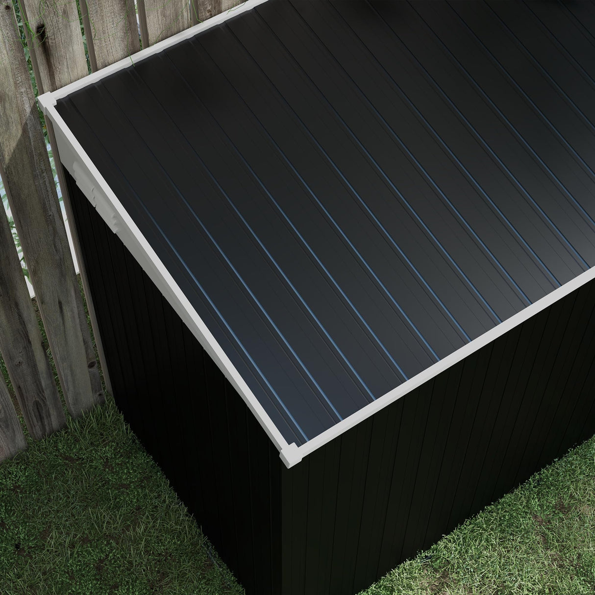 Outsunny 4' x 7.7' Metal Outdoor Storage Shed, Lean to Storage Shed, Garden Tool Storage House with Lockable Door and 2 Air Vents for Backyard, Patio, Lawn, Dark Gray Outsunny