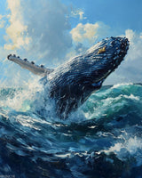 WUIVCTR Paint by Number for Adults, Majestic Humpback Whale Breach, DIY Paintings Acrylic Paint Canvas Women Bedroom Decor Man Painting Kits Art 16x20 Inch (Frameless) WUIVCTR