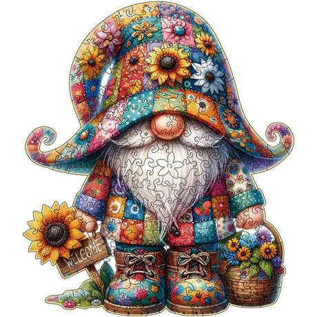 Hlison Wooden Jigsaw Puzzles, Gnome Wooden Puzzles for Adults with Unique Shape, Medium 10.3"x11.8" Wooden Puzzles with Exquisite Wooden Box Packaging Hlison