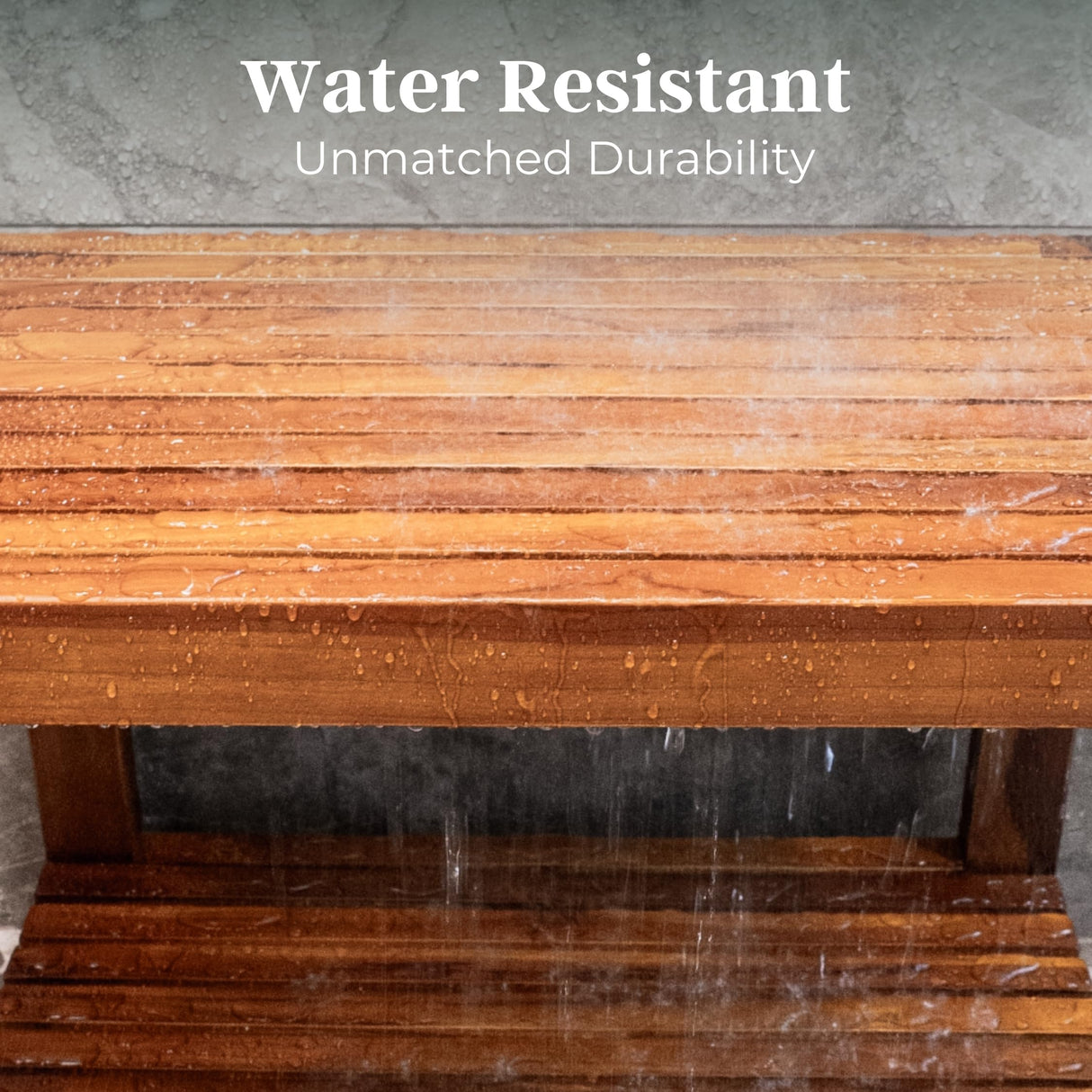 Teak Shower Bench - Fully Assembled 30 inch Shower Bench with Shelf | Water Resistant Shower Benches for Inside Shower to Sit on | Wooden Shower Bench for Spa, Garden, Living Room, Kitchen The Teaky Hut