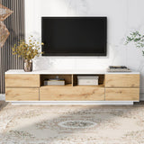 Merax Wood TV Stand Entertainment Center with Storage Cabinets & Open Shelves, Modern TV Console Table for TVs Up to 80” for Living Room Bedroom (Natural) Merax