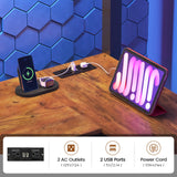 Itaar Stairway Twin Size Loft Bed with L Shaped Desk and Wardrobe, Metal Loft Bed Frame with Storage Stairs, 3 Fabric Drawers, LED Lights & Charging Sation, Rustic Brown Itaar