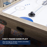 American Legend Brookdale Air-Powered Hockey Table with Rustic Wood Grain Finish, Angled Legs and Turnbuckle Accents Brown, 75.31"L x 38.98"W x 8.5"H American Legend