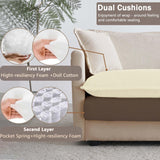 Modular Sectional Sofa, 111.53" L Shaped Chenille Comfy Sectional Couches for Living Room, 3-Seater Cloud Couches with Movable Ottomans, Flexible Combination Modern Deep Seat Sofa (Light Coffee) Ravy Concept