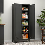 Metal Storage Cabinet with Doors, 75" Tall Kitchen Pantry Storage Cabinets, Black Pantry Cabinets with Adjustable Shelves, Home Office Cabinet, Large Cupboard, High Leveling Feet- Assembly Required MetalMax