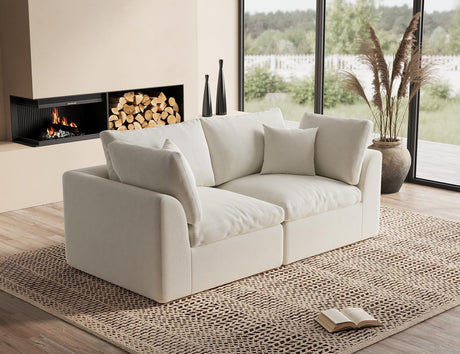ohllob 78.9" Loveseat Sofa, Cloud Boneless Couches for Living Room, Modern Modular Sectional Sofa, Oversized, Warm White ohllob