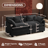Ihanherry Cloud Sofa 77 Inch Loveseat, Modern Sectional Couch, 2-Seats Sofa for Living Room Bedroom and Apartment, Comfy Double Layer Upholstered Seat Cushion, Breathable Chenille Fabric, Black Ihanherry