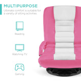 Best Choice Products Swivel Gaming Chair 360 Degree Multipurpose Floor Chair Rocker for TV, Reading, Playing Video Games w/Lumbar Support, Armrest Handles, Adjustable Foldable Backrest - Pink/White Best Choice Products