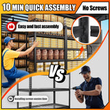 72”H Garage Shelving,Adjustable Garage Storage Shelves,2500LB Heavy Duty Shelves,Easy Assembly Metal Shelves, 5T Shelving Unit Metal Shelf Rack for Basement Industrial Black 72''H*35.4''W*15.7''D ZIWJHK