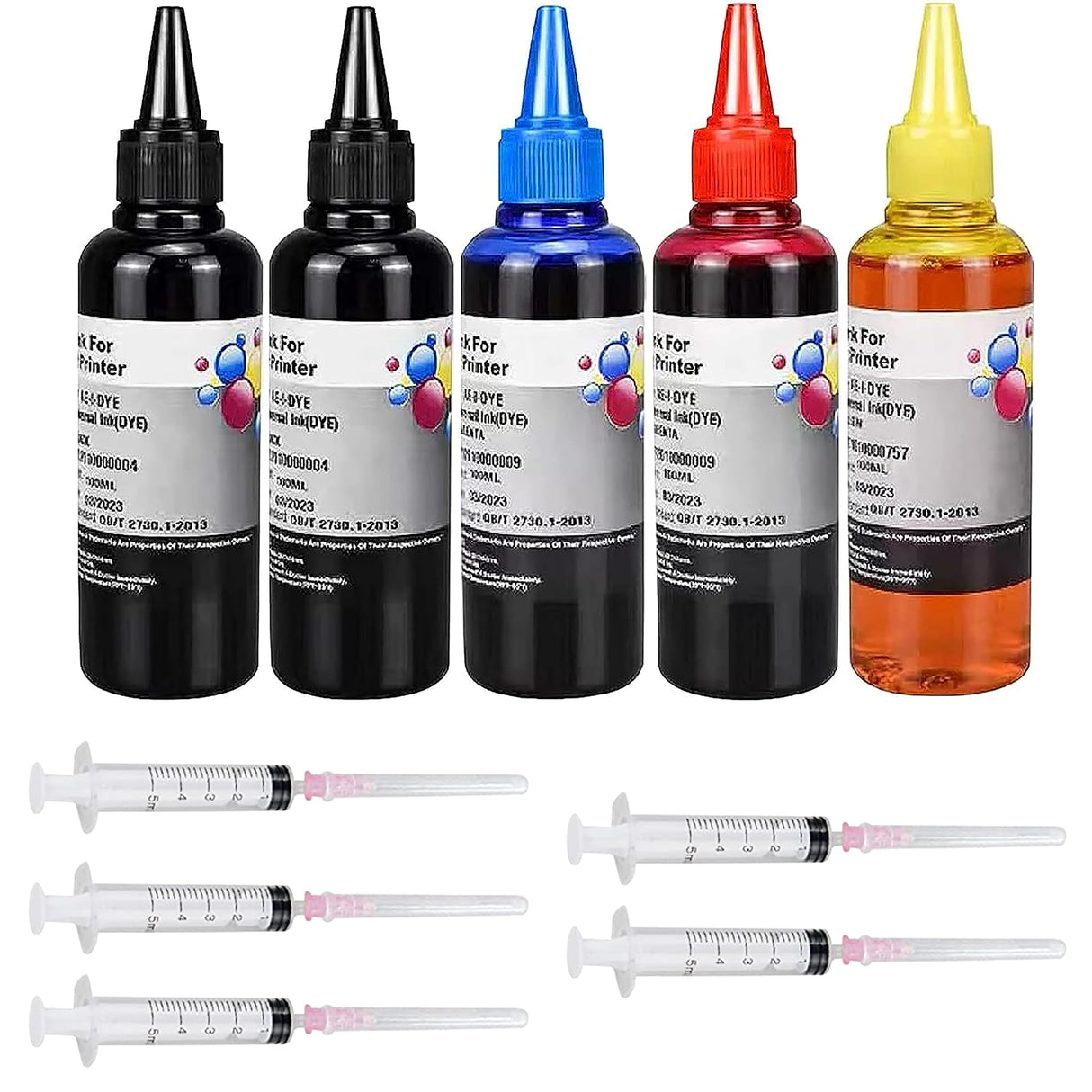 AYMSous Ink Refill Kit for Canon 250 251 270 271 280 281 1200 2200 PG240 CL241 PG245 CL246 PG210 Refillable Ink Cartridge, CIS CISS System with 5 Syringes(5x100ML 1BK, 1PBK, 1C, 1M, 1Y) AYMSous