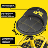 FreekyFit Rolling Shop Stool with Wheels, Garage Work Mechanic Stool with Backrest, Roller Mechanic Chair, Adjustable Height, 360° Swivel, Tool Tray Storage, 330 LBS Capacity, Heavy Duty, Yellow FreekyFit