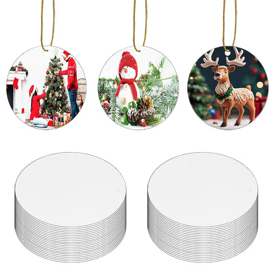 40pcs Metal Sublimation Ornament Blanks,Christmas Ornaments for Christmas Tree Decor,Sublimation Round Blanks Bulk for Heat Press Printing,DIY Handmade Crafts Double Sided Sublimation Ornaments (40)