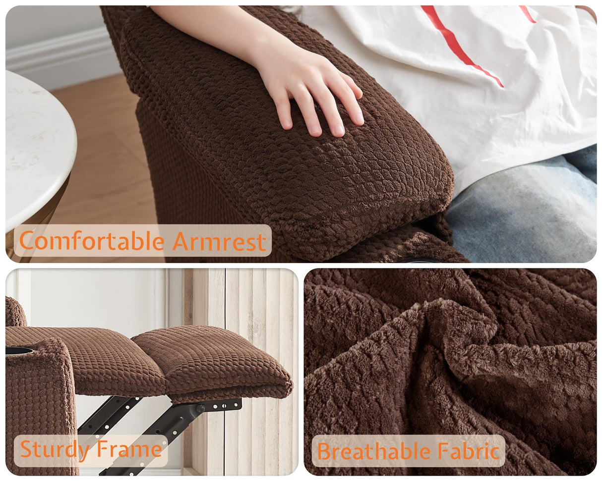 Jocisland Recliner Couch, Reclining Sofa with Cup Holders, 3 Seater Reclining Couch with Dual Wingback, Comfy Recliner Sofas for Living Room(Brown) Jocisland