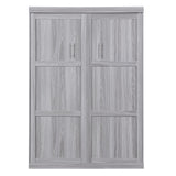 SOFTSEA Full Size Murphy Bed Cabinet, Solid Wood Foldable Wall Bed can be Folded into a Cabinet, Vertical Hideaway Murphy Bed Space-Saving for Guest Room Living Room Bedroom Office, Grey SOFTSEA