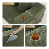 LIKIMIO 110” L-Shaped Sofa with LED Lights, Cloud Boneless Couch with Oversized Chaise, Deep Seat, Built-in Holder & Storage Pocket, Upholstered Couches for Living Room and Apartment, Green LIKIMIO