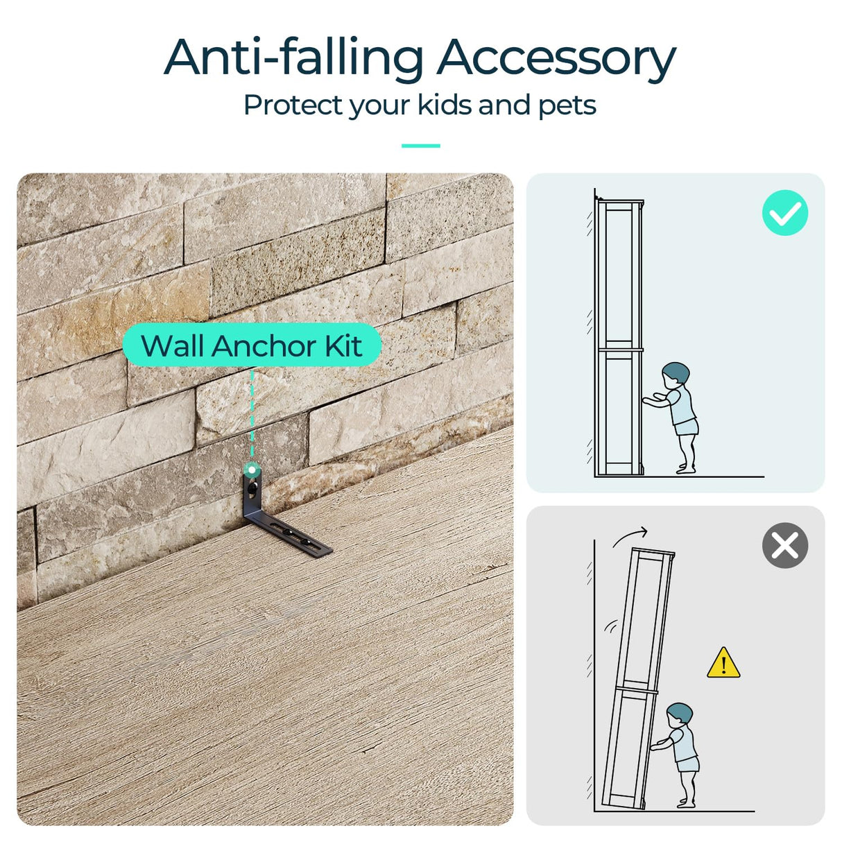 LINSY HOME Farmhouse Bookcases with Doors, Floor Standing 6-Shelf Display Storage Shelves, 72 in Tall Bookshelves for Home Office, Living Room, Light Gray LINSY HOME