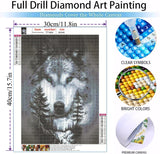 MOMDEDP Wolf Diamond Art Kits for Adults,DIY Animal Diamond Painting Kits for Adults Beginners,5D Full Drill Diamond Dots with Diamond Gem Art and Crafts for Home Wall Decor 12x16inch MOMDEDP