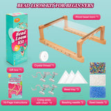 PP OPOUNT Adjustable Bead Loom Kit, Wood Loom Beading Supplies with Detailed Instructions, Practical Jewelry Making Accessories, Beading Loom Kits for Adults Jewelry Making Bracelets Belts PP OPOUNT