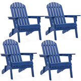 Yaheetech Folding Adirondack Chair Set of 4 Outdoor, 300LBS Solid Wood Garden Chair Weather Resistant, Fire Pit Lounge Chairs for Garden/Yard/Patio/Lawn, Blue Yaheetech