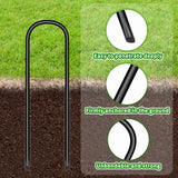 Trampoline Stakes U Shaped Anchors Heavy Duty Metal - Long Trampolines Ground Wind Stakes for Soccer Goals, Camping Tents, Garden Decoration (black-8pcs) UNIPRIMEBBQ