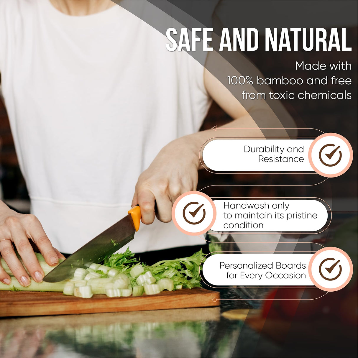 Handmade Personalized Cutting Board - Natural Bamboo Engraved Charcuterie Boards - Best Present for Wedding, Bridal Shower, Engagement, Birthday - Custom Engraved Chopping Block (Personalized) Taniri