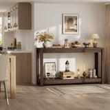 Besiost 47" Farmhouse Wood Entryway Table Narrow Console Table with Storage Behind Couch Sofa Table with Shelves Entry Way Tables with Open Storage, Easy Assembly, Black Walnut Besiost