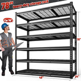 REIBII 48" W Garage Shelving 3600LBS Heavy Duty Storage Shelves, Adjustable 6 Tier Metal Shelves for Storage Rack Industrial Shelving, Garage Storage Shelf Unit, 48" W x 24" D x 78" H REIBII