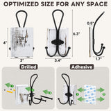 Rzoklot 2-Pack Rustic Wood Wall Hooks - Wall Mounted or Adhesive Coat Rack for Bathroom Towels Robes - Farmhouse Modern Decorative Entryway Hangers for Hats Keys Purses Bags, White Rzoklot